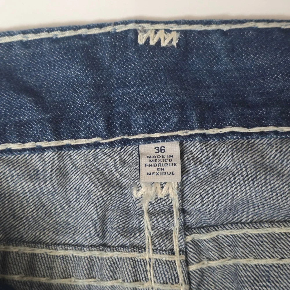 True Religion Jeans Men 36 X 32 Blue Skinny W/Flap Super T Big Stitch Casual